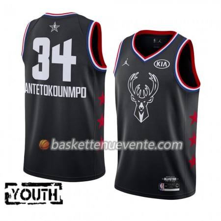 Maillot Basket Milwaukee Bucks Giannis Antetokounmpo 34 2019 All-Star Jordan Brand Noir Swingman - Enfant